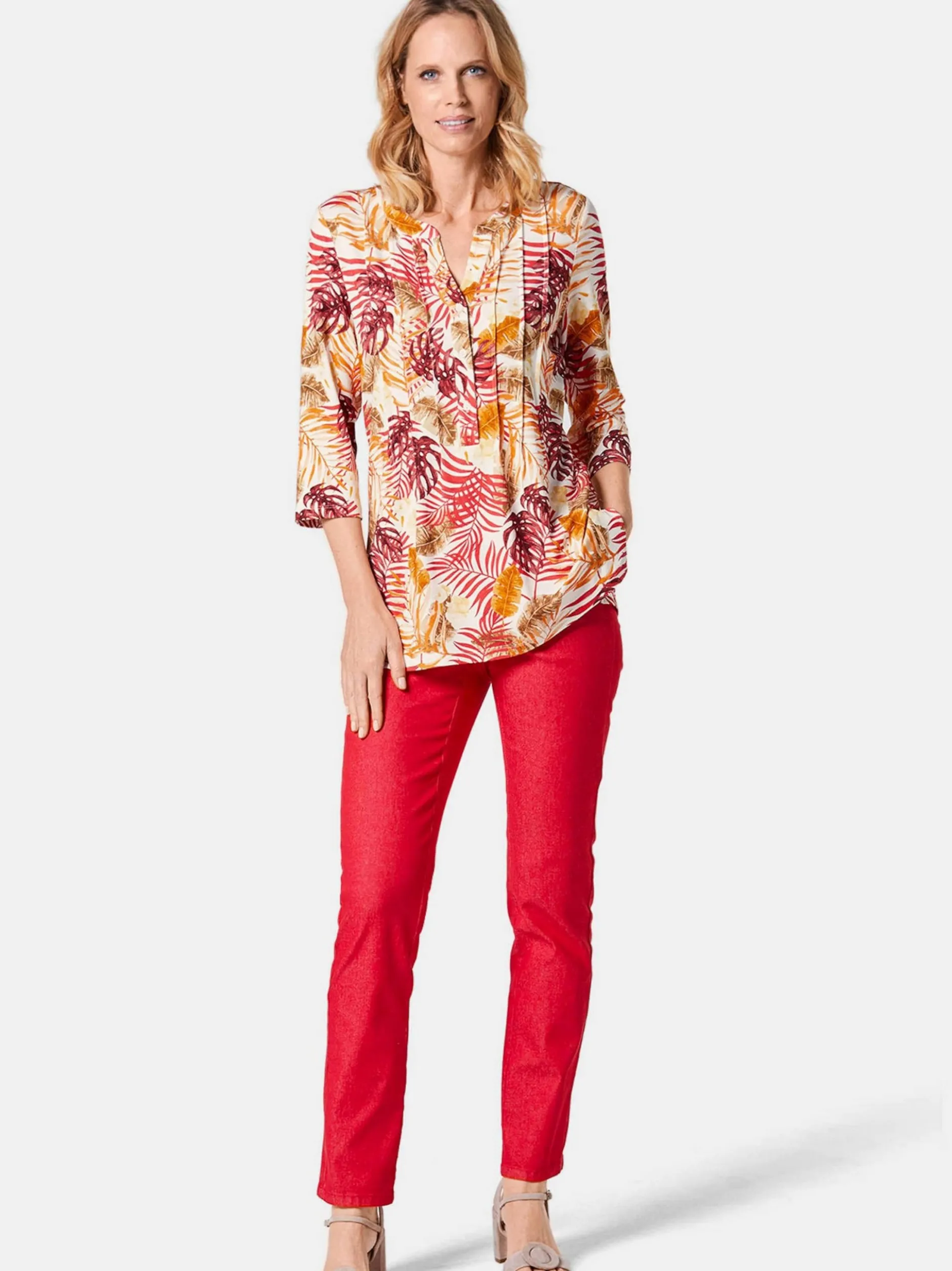 Goldner Damen Print Shirts in orange - Ärmel: 3/4 Arm