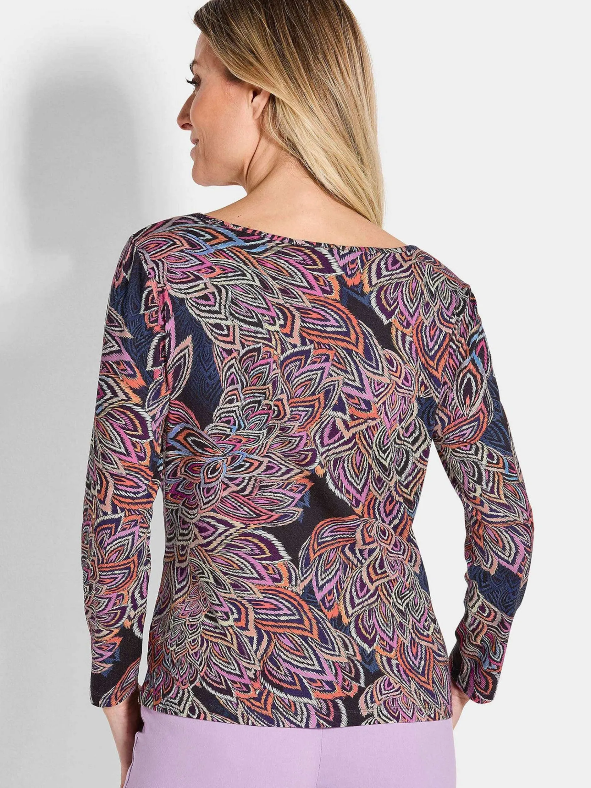 Goldner Damen Print Shirts in schwarz mehrfarbig