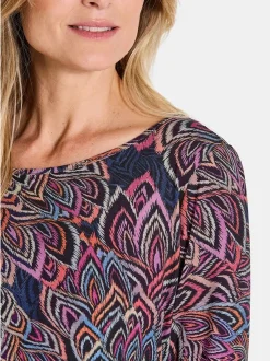 Goldner Damen Print Shirts in schwarz mehrfarbig