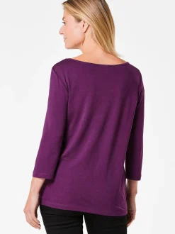 Goldner Damen Print Shirts in aubergine - Ärmel: 3/4 Arm