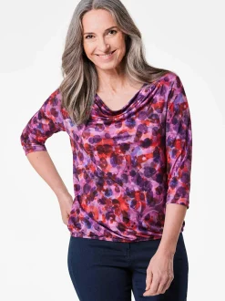 Goldner Damen Print Shirts in lila - Ärmel: 3/4 Arm