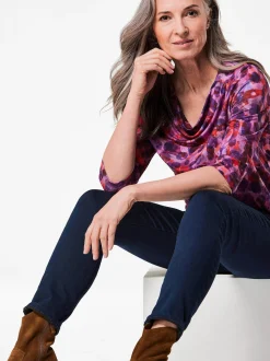 Goldner Damen Print Shirts in lila - Ärmel: 3/4 Arm