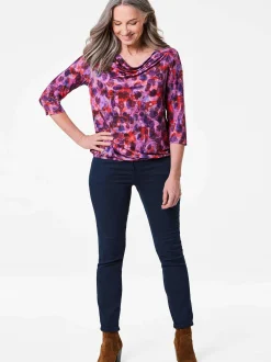 Goldner Damen Print Shirts in lila - Ärmel: 3/4 Arm