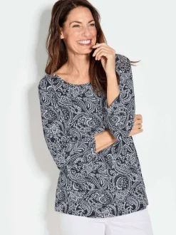 Goldner Damen Print Shirts in schwarz - Ärmel: 3/4 Arm