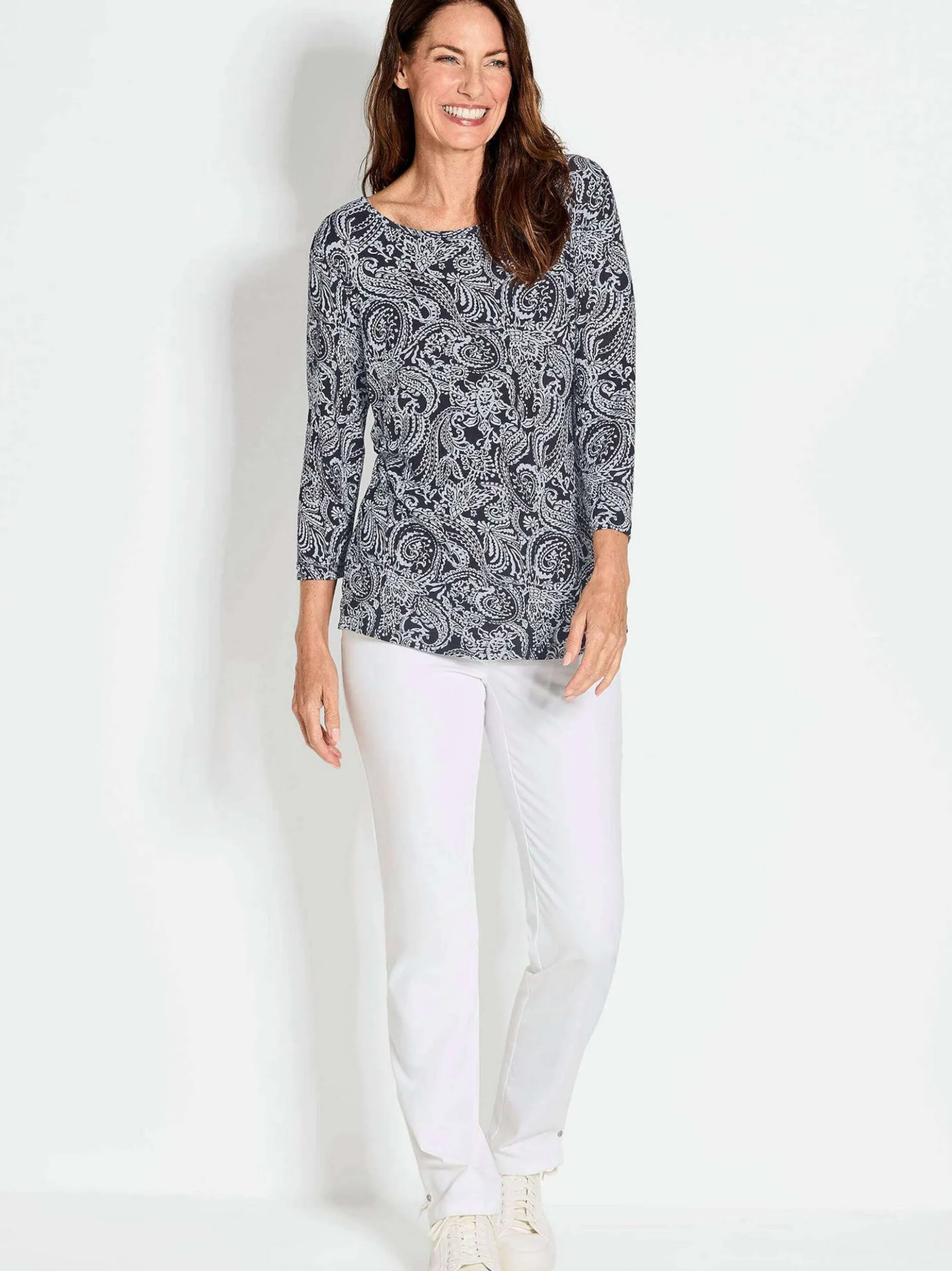 Goldner Damen Print Shirts in schwarz - Ärmel: 3/4 Arm