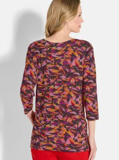 Goldner Damen Print Shirts in rot - Ärmel: 3/4 Arm