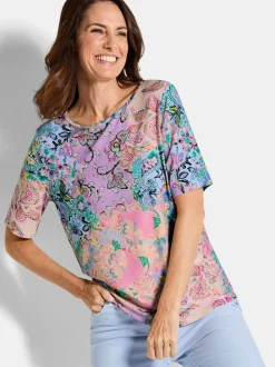 Goldner Damen Print Shirts - Kurzgröße in mehrfarbig