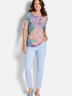 Goldner Damen Print Shirts - Kurzgröße in mehrfarbig