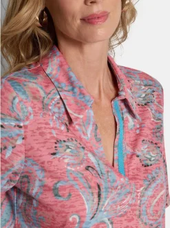 Goldner Damen Print Shirts - Kurzgröße in koralle