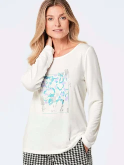 Goldner Damen Print Shirts - Kurzgröße in weiß