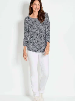 Goldner Damen Print Shirts - Kurzgröße in schwarz