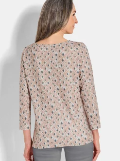 Goldner Damen Print Shirts - Kurzgröße in beige