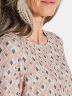 Goldner Damen Print Shirts - Kurzgröße in beige