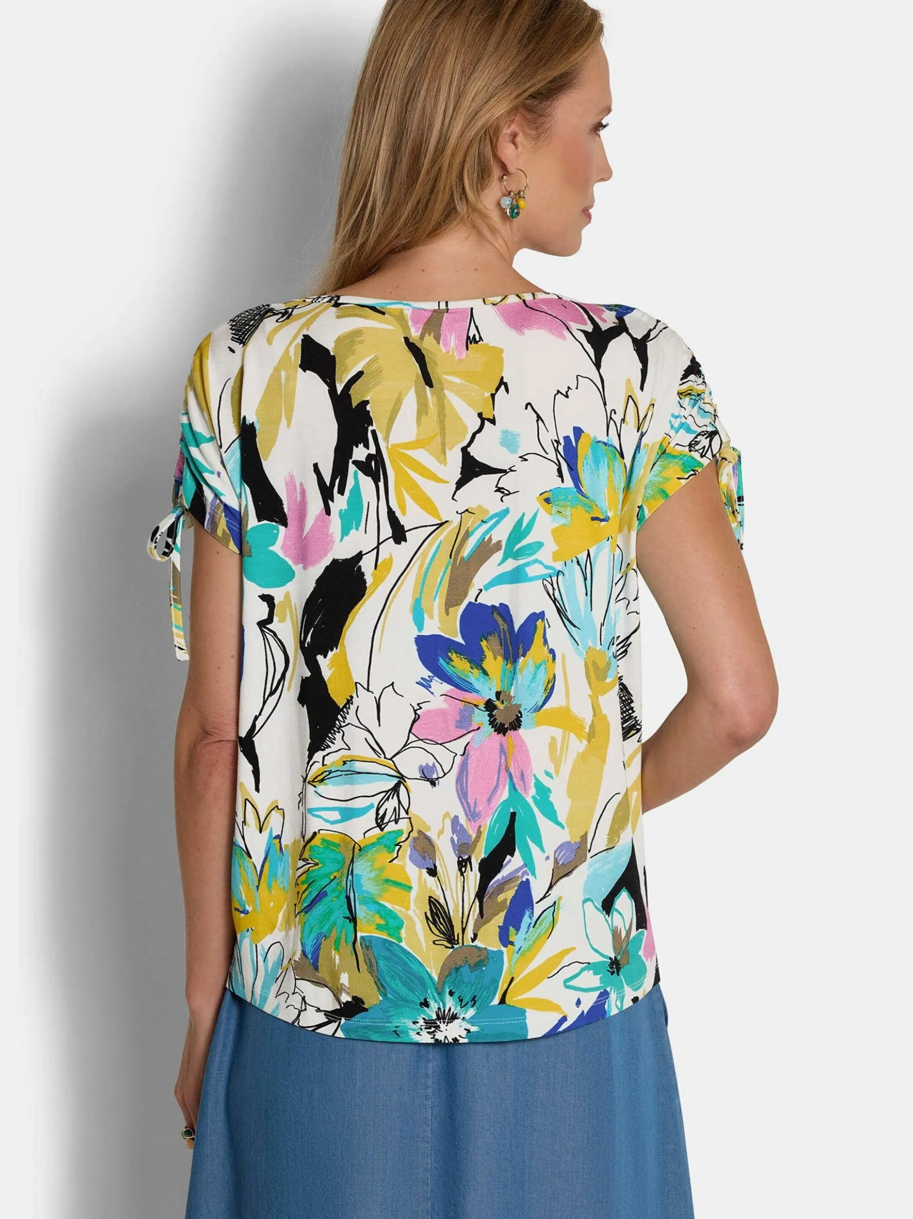 Goldner Damen Print Shirts - Kurzgröße in mehrfarbig