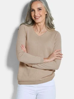 Goldner Damen Pullover in beige - Ärmel: langarm
