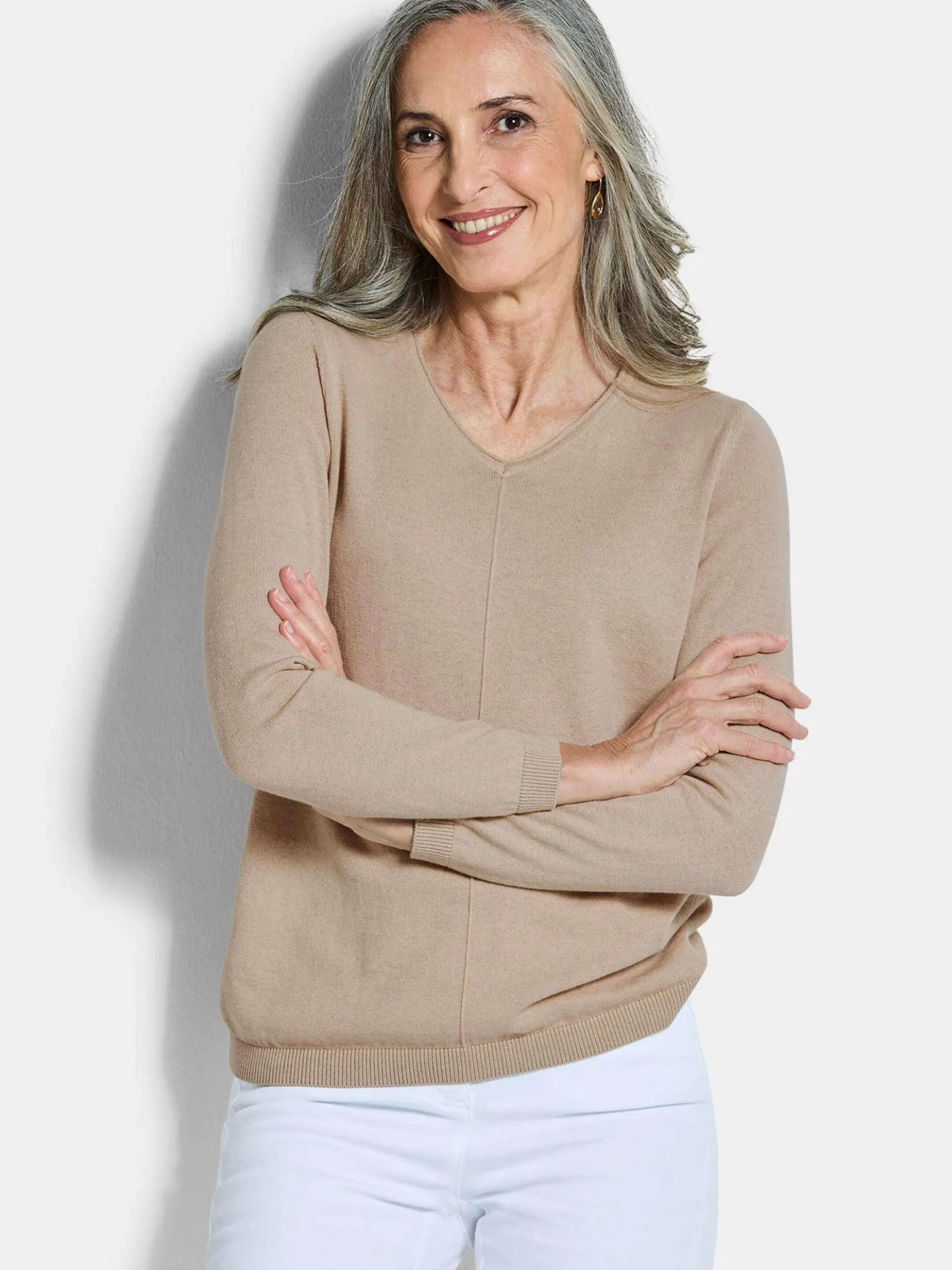 Goldner Damen Pullover in beige - Ärmel: langarm