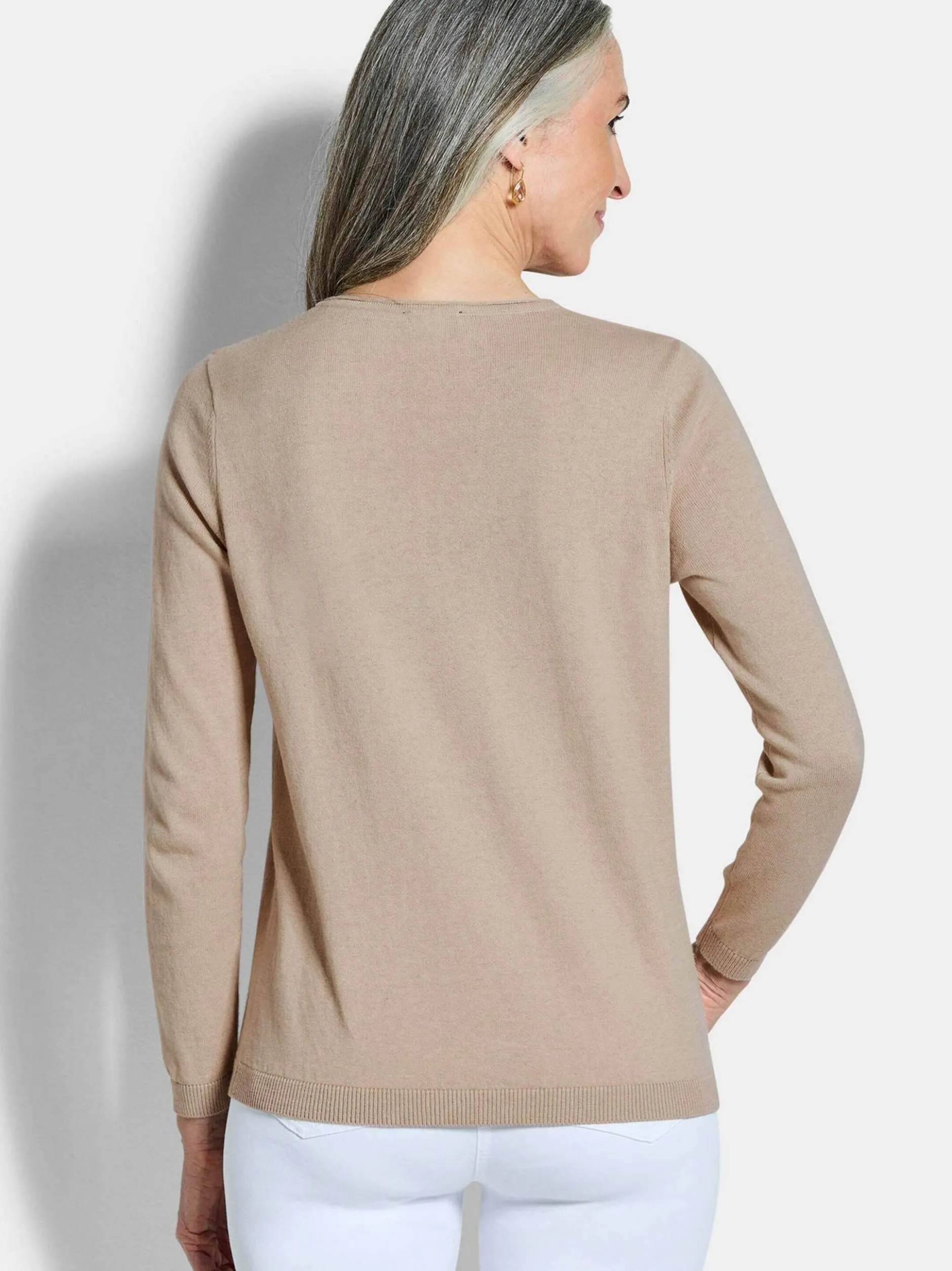 Goldner Damen Pullover in beige - Ärmel: langarm