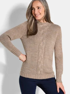 Goldner Damen Pullover in beige - Ausschnitt: Stehkragen