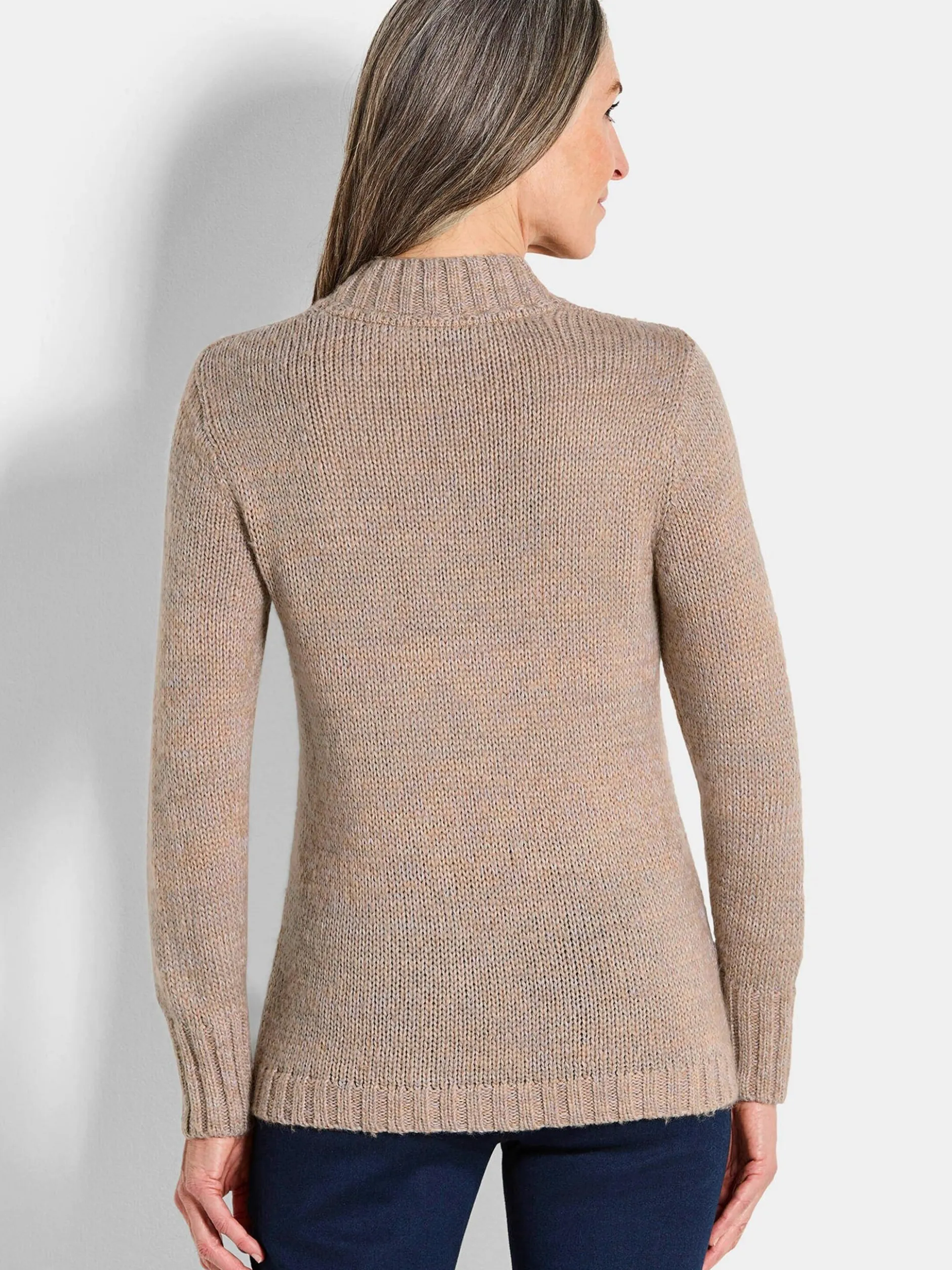 Goldner Damen Pullover in beige - Ausschnitt: Stehkragen