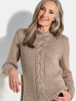 Goldner Damen Pullover in beige - Ausschnitt: Stehkragen