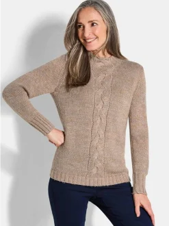 Goldner Damen Pullover in beige - Ausschnitt: Stehkragen