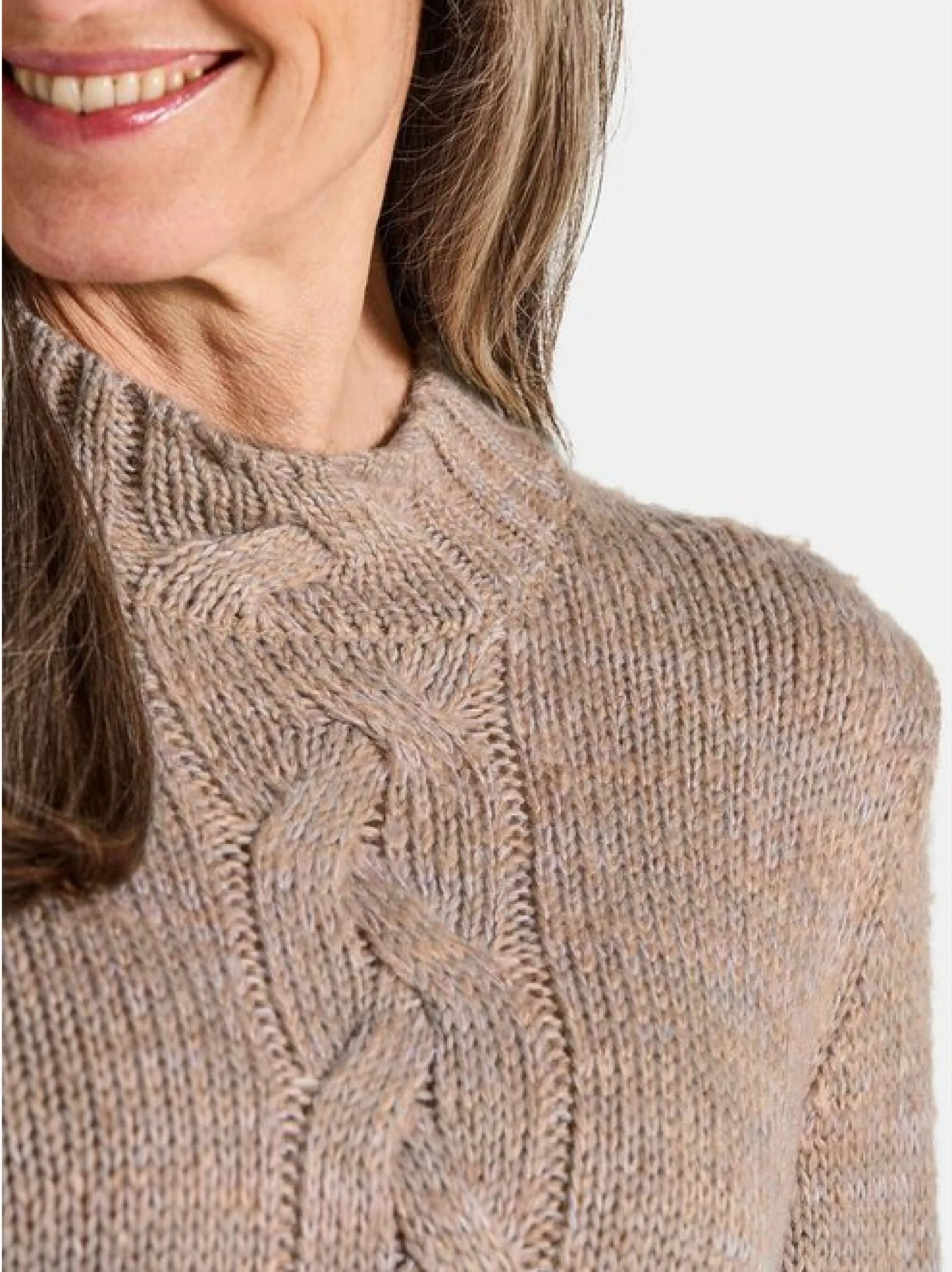 Goldner Damen Pullover in beige - Ausschnitt: Stehkragen