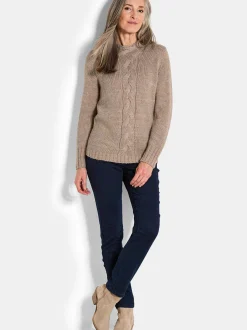 Goldner Damen Pullover in beige - Ausschnitt: Stehkragen