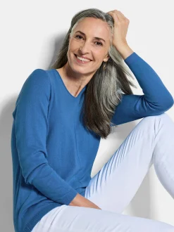Goldner Damen Pullover in blau - Ärmel: langarm