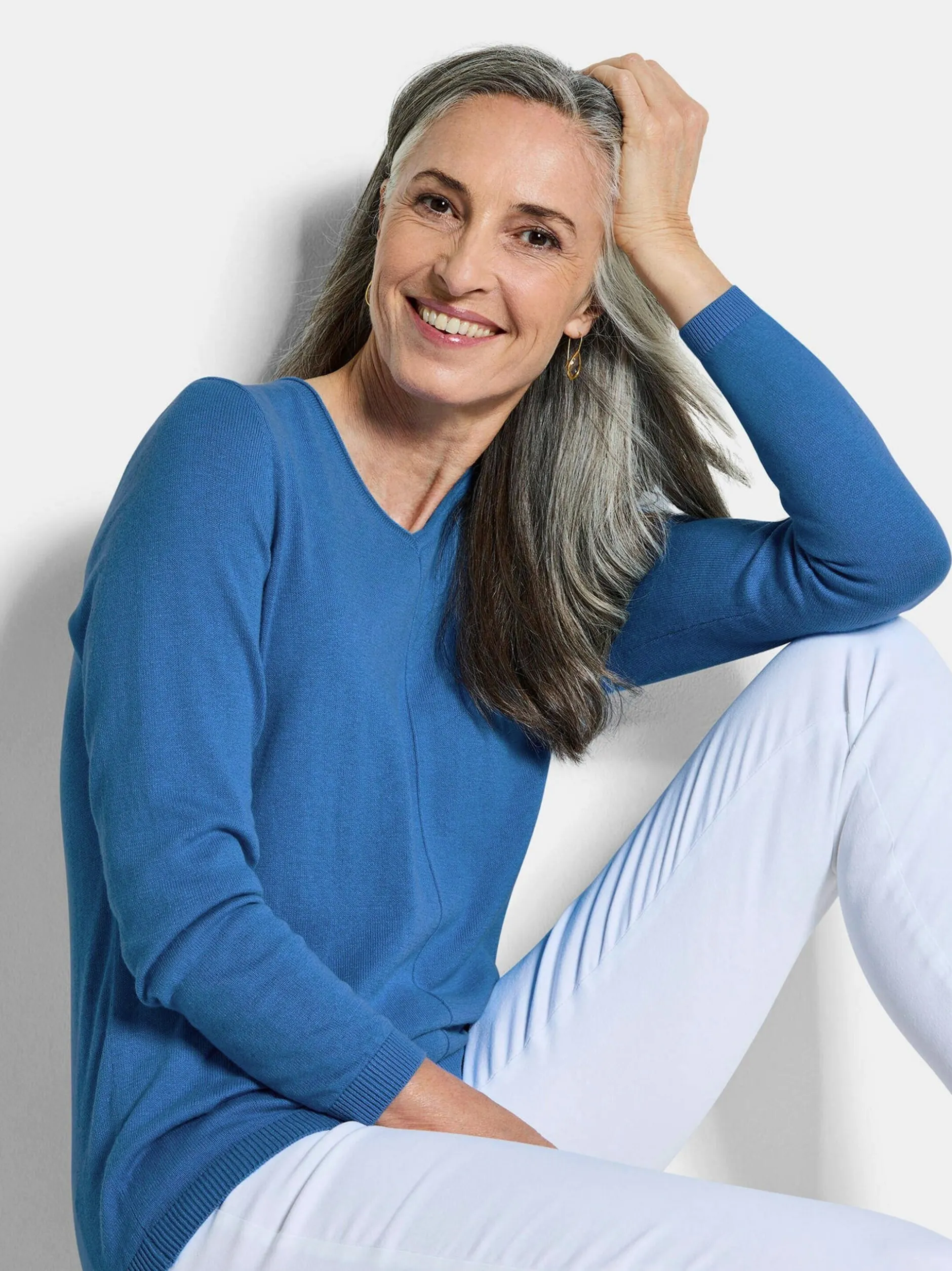 Goldner Damen Pullover in blau - Ärmel: langarm