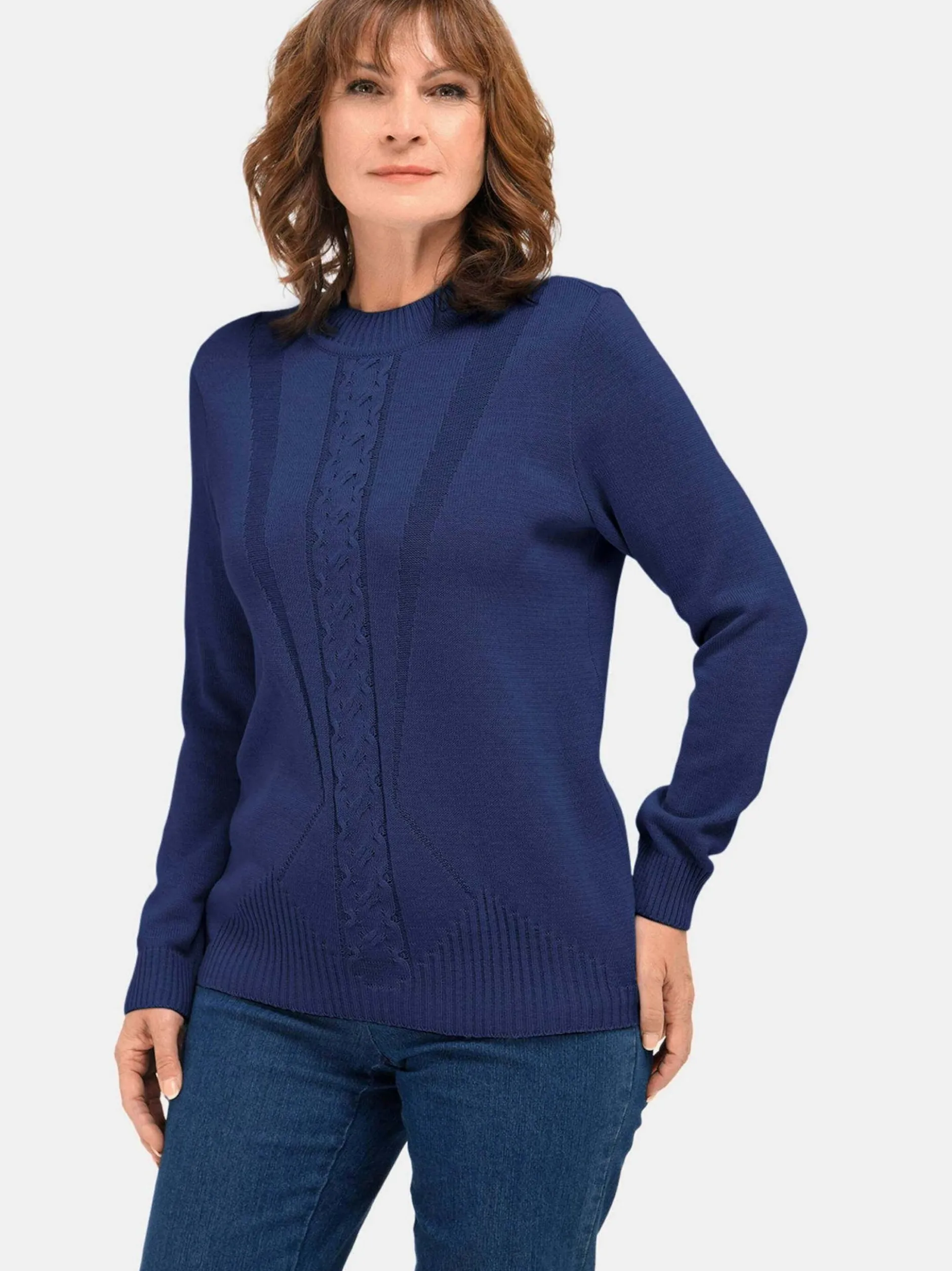 Goldner Damen Pullover in blau - Ausschnitt: Stehkragen