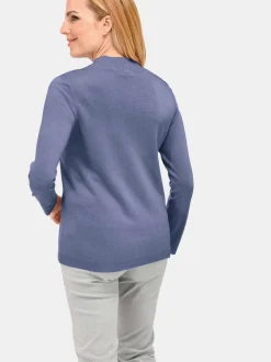 Goldner Damen Pullover in blau - Ausschnitt: Stehkragen