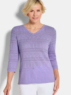 Goldner Damen Pullover in flieder - Ärmel: 3/4 Arm