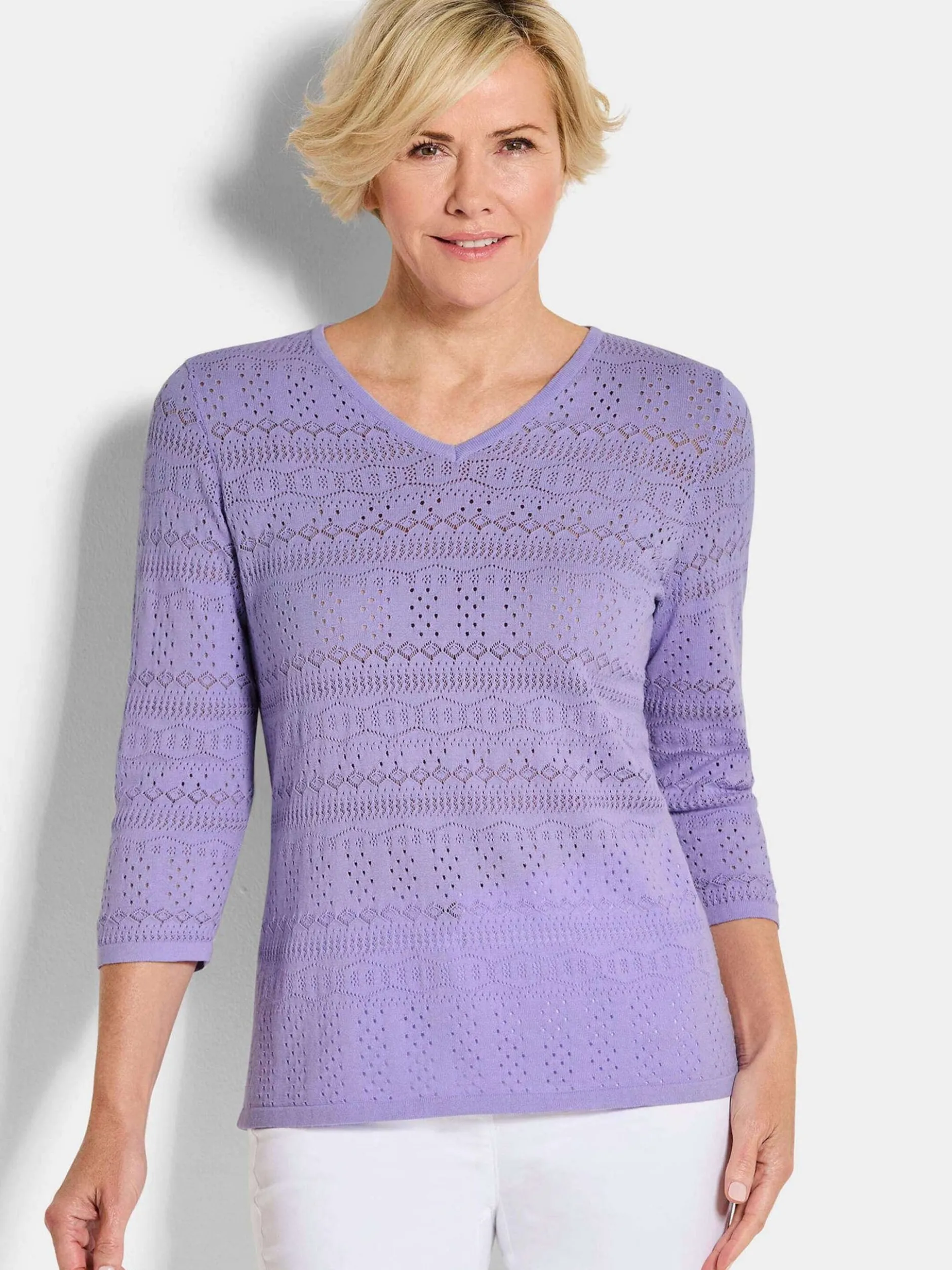 Goldner Damen Pullover in flieder - Ärmel: 3/4 Arm