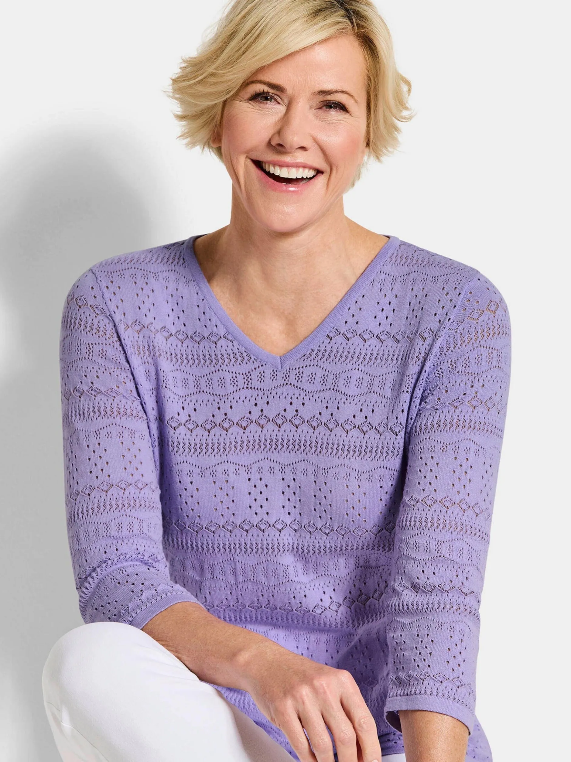 Goldner Damen Pullover in flieder - Ärmel: 3/4 Arm