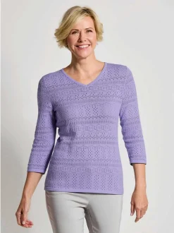 Goldner Damen Pullover in flieder - Ärmel: 3/4 Arm