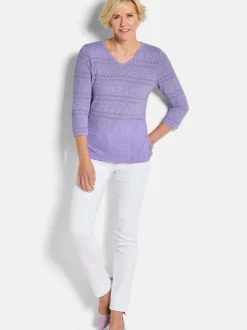 Goldner Damen Pullover in flieder - Ärmel: 3/4 Arm