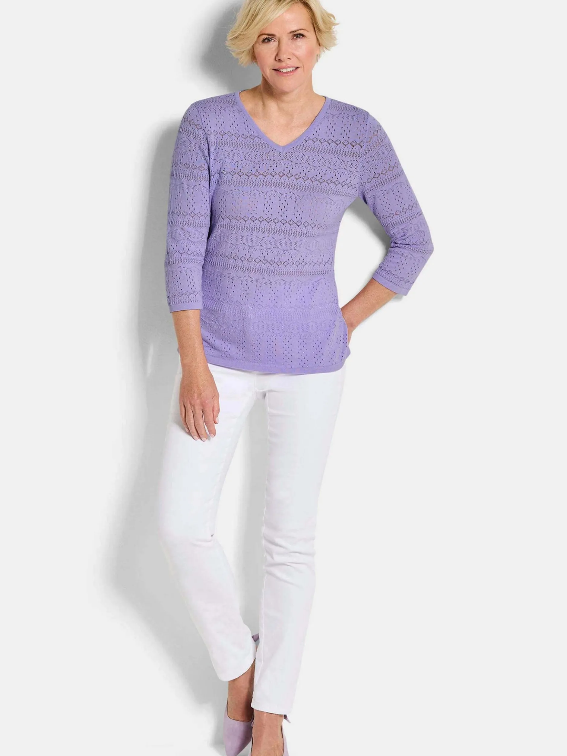 Goldner Damen Pullover in flieder - Ärmel: 3/4 Arm