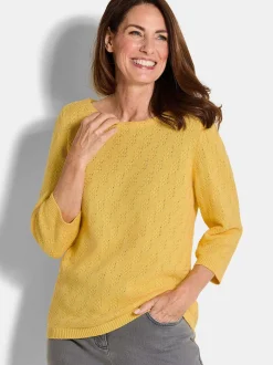 Goldner Damen Pullover in gelb - Ausschnitt: U-Boot