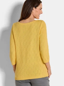 Goldner Damen Pullover in gelb - Ausschnitt: U-Boot