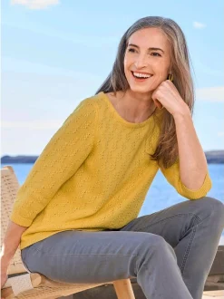 Goldner Damen Pullover in gelb - Ausschnitt: U-Boot