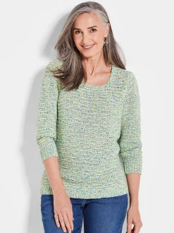 Goldner Damen Pullover in gelb mehrfarbig