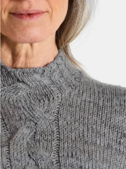 Goldner Damen Pullover in grau - Ausschnitt: Stehkragen