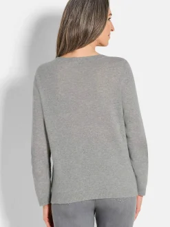 Goldner Damen Pullover in grau - Ausschnitt: U-Boot