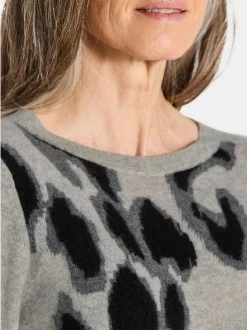 Goldner Damen Pullover in grau - Ausschnitt: U-Boot