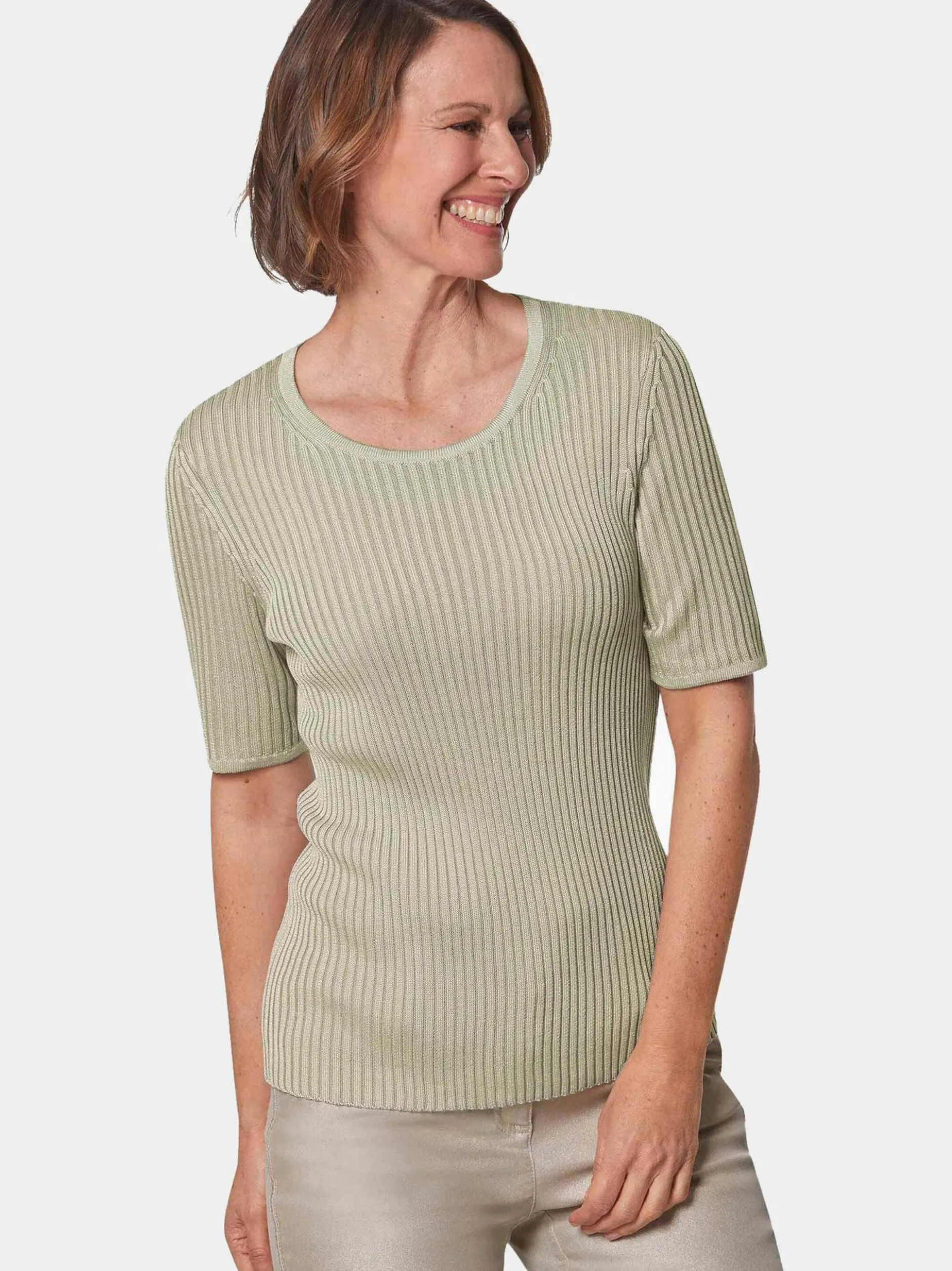 Goldner Damen Pullover in grün - Ausschnitt: Rundhals
