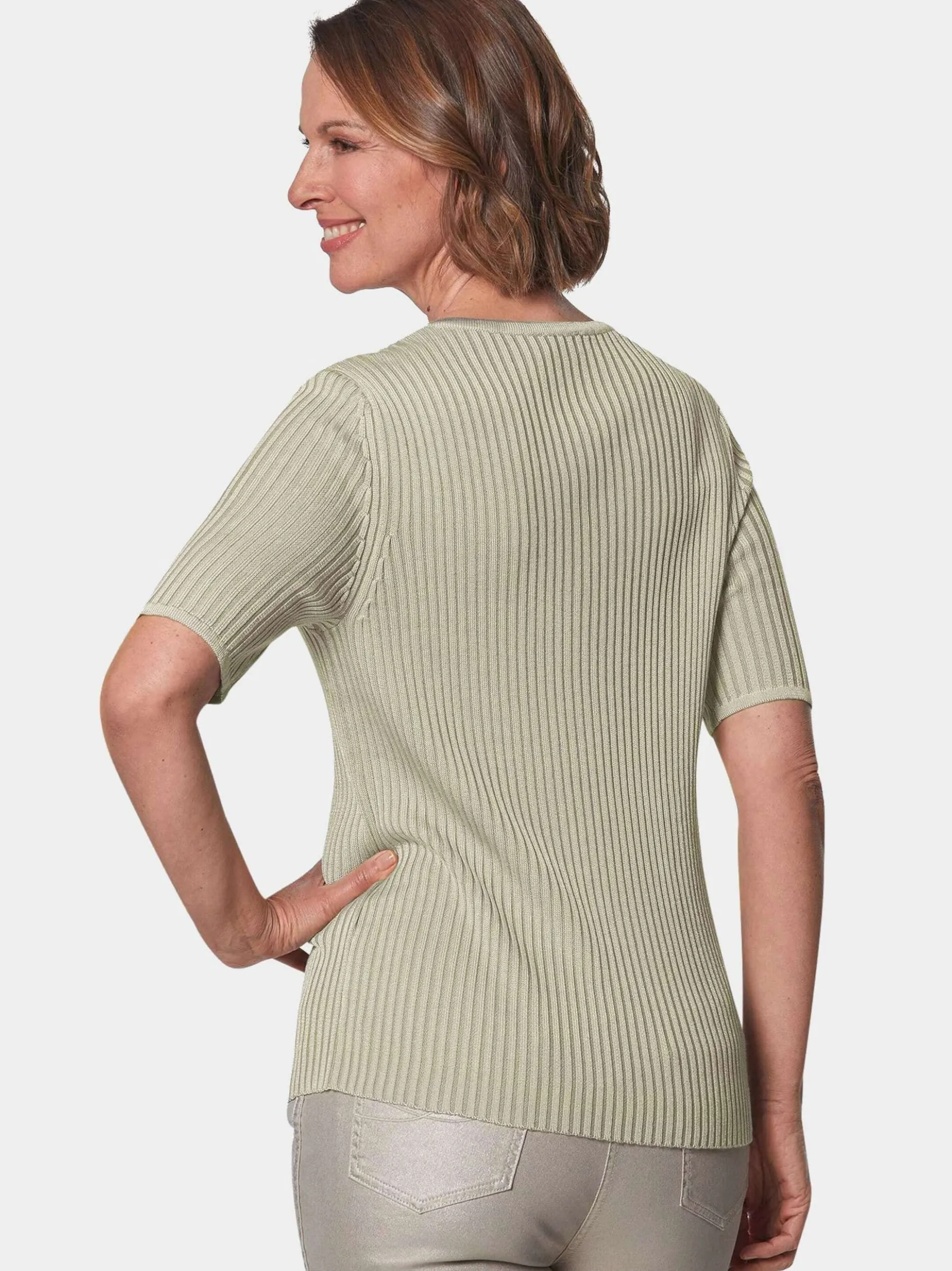 Goldner Damen Pullover in grün - Ausschnitt: Rundhals