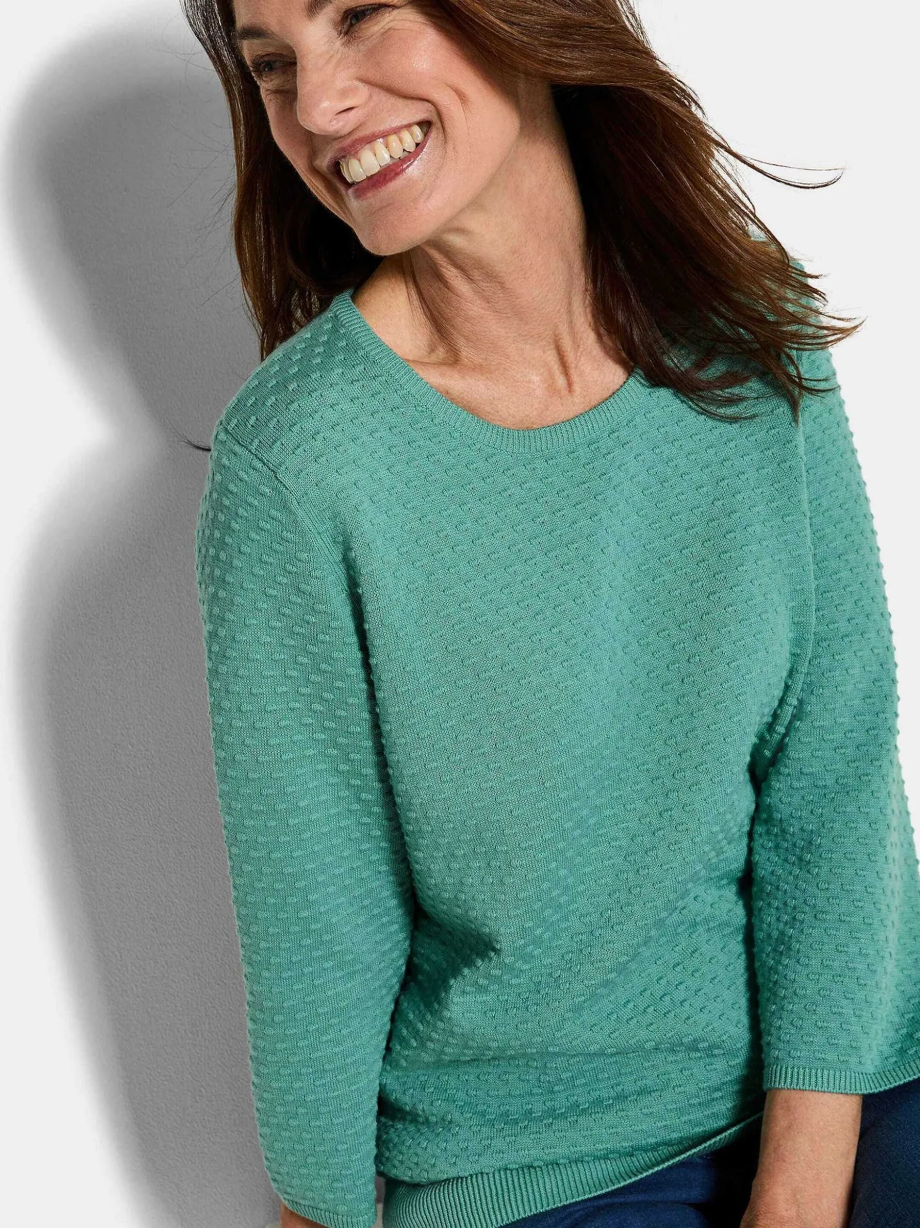 Goldner Damen Pullover in grün - Ausschnitt: Rundhals