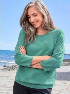 Goldner Damen Pullover in grün - Ausschnitt: Rundhals
