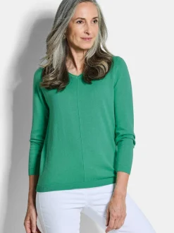Goldner Damen Pullover in grün - Ärmel: langarm