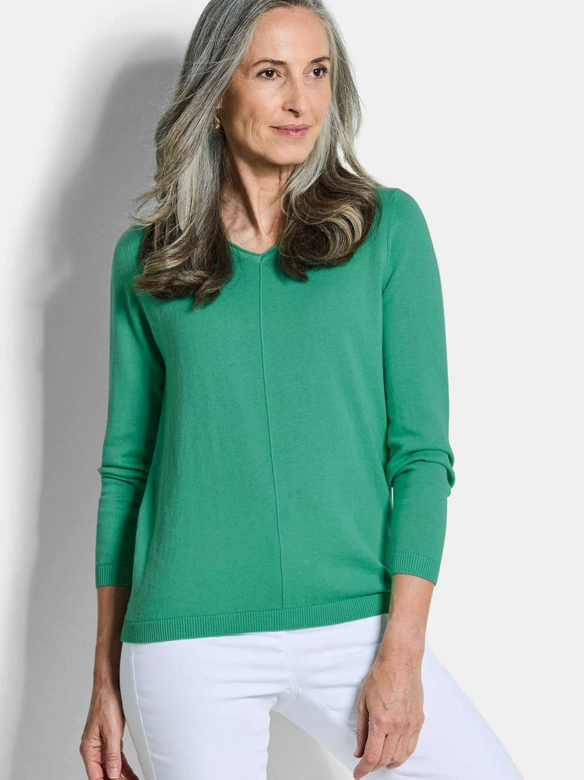 Goldner Damen Pullover in grün - Ärmel: langarm